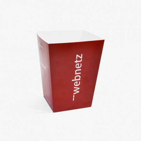 1L röd popcornbägare med 'webnetz' logotyp