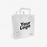 13L vit papperspåse med handtag med din logotyp